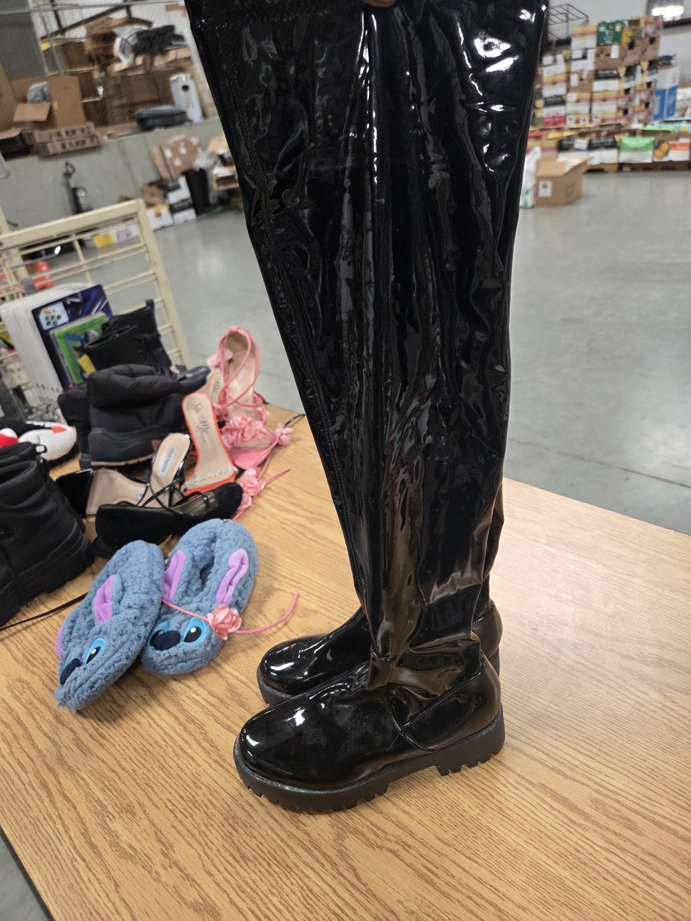 Black Patent Over-the-Knee Rain Boots